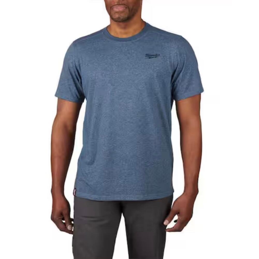 NEW Milwaukee Tool Mens Short Sleeve Hybrid Work T-Shirt Blue 2X UPF Lightweight